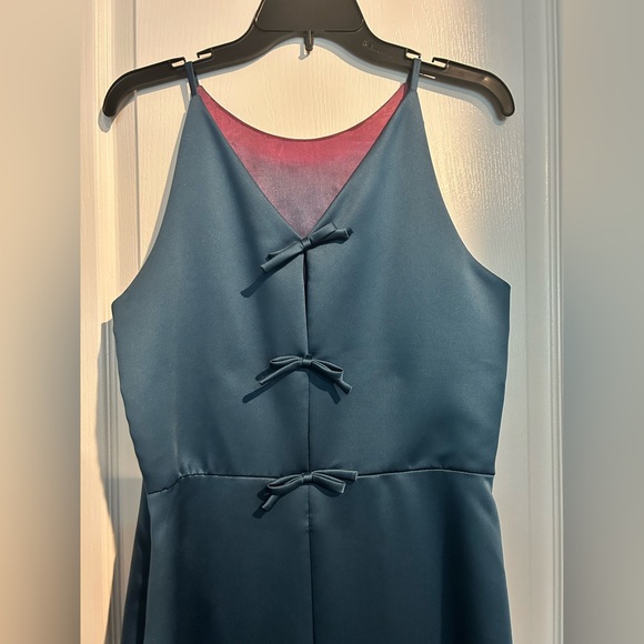 Cachet Size 14 Formal Teal Floor Length Gown with Tie Details down the back - Picture 14 of 15